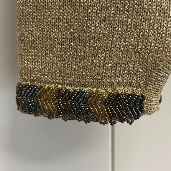 Vintage Valerie Stevens Women Beaded Glam Old Money Cardigan Sweater Size M Gold - Picture 9 of 9
